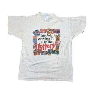 Vtg 80s/90s Funny Lottery T-Shirt – Single Stitch – Fruit of the Loom XL